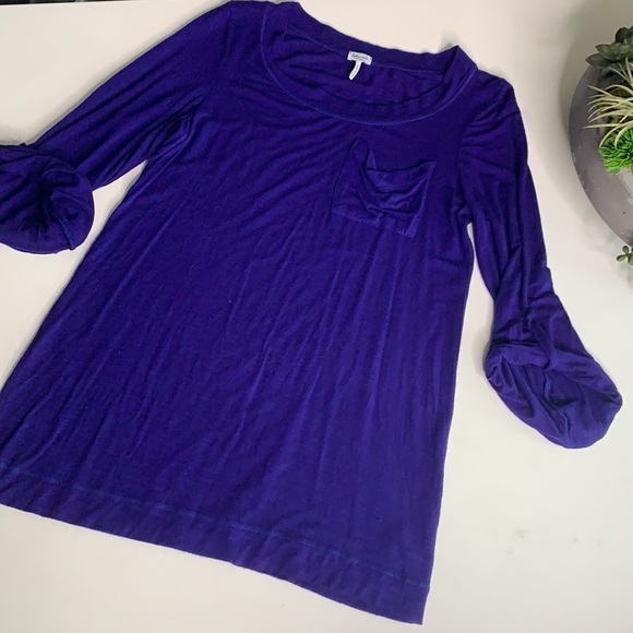 Splendid tab sleeve everyday bounce knit t-shirt purple violet basic xs - Picture 7 of 7